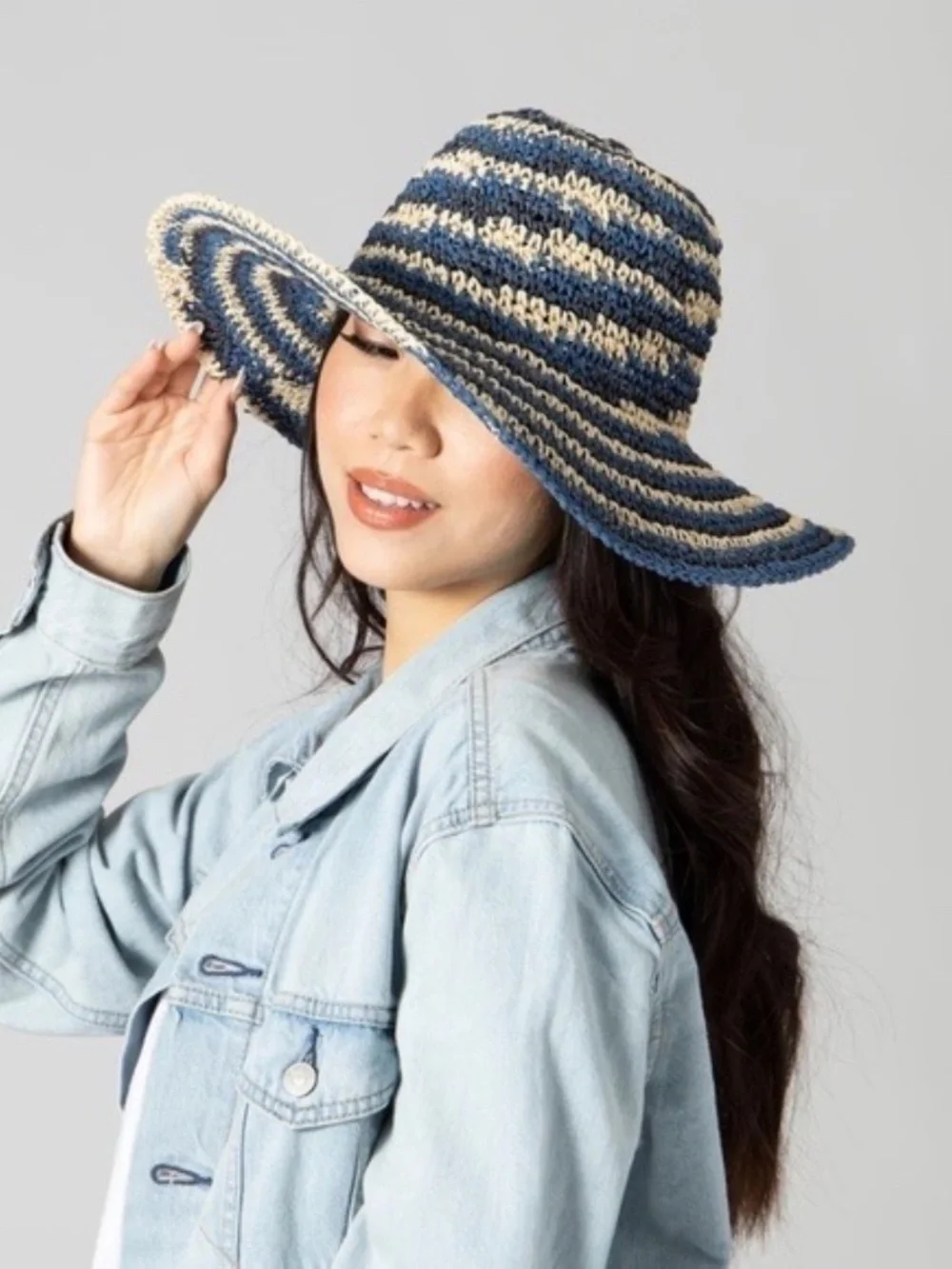 NWT Anthropologie San Diego Hat Company Blue  Space Dye Floppy Sun Hat